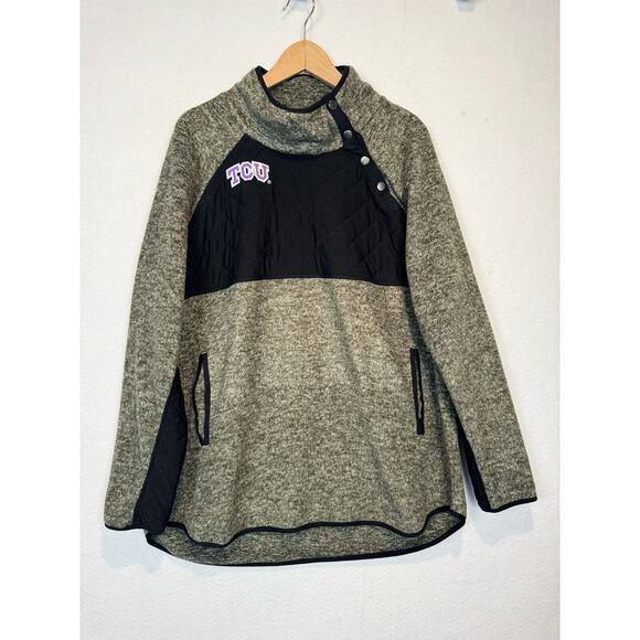 TCU Horned Frogs Fleece Pullover Jacket Women's Size XL Gray Gameday - Picture 5 of 8